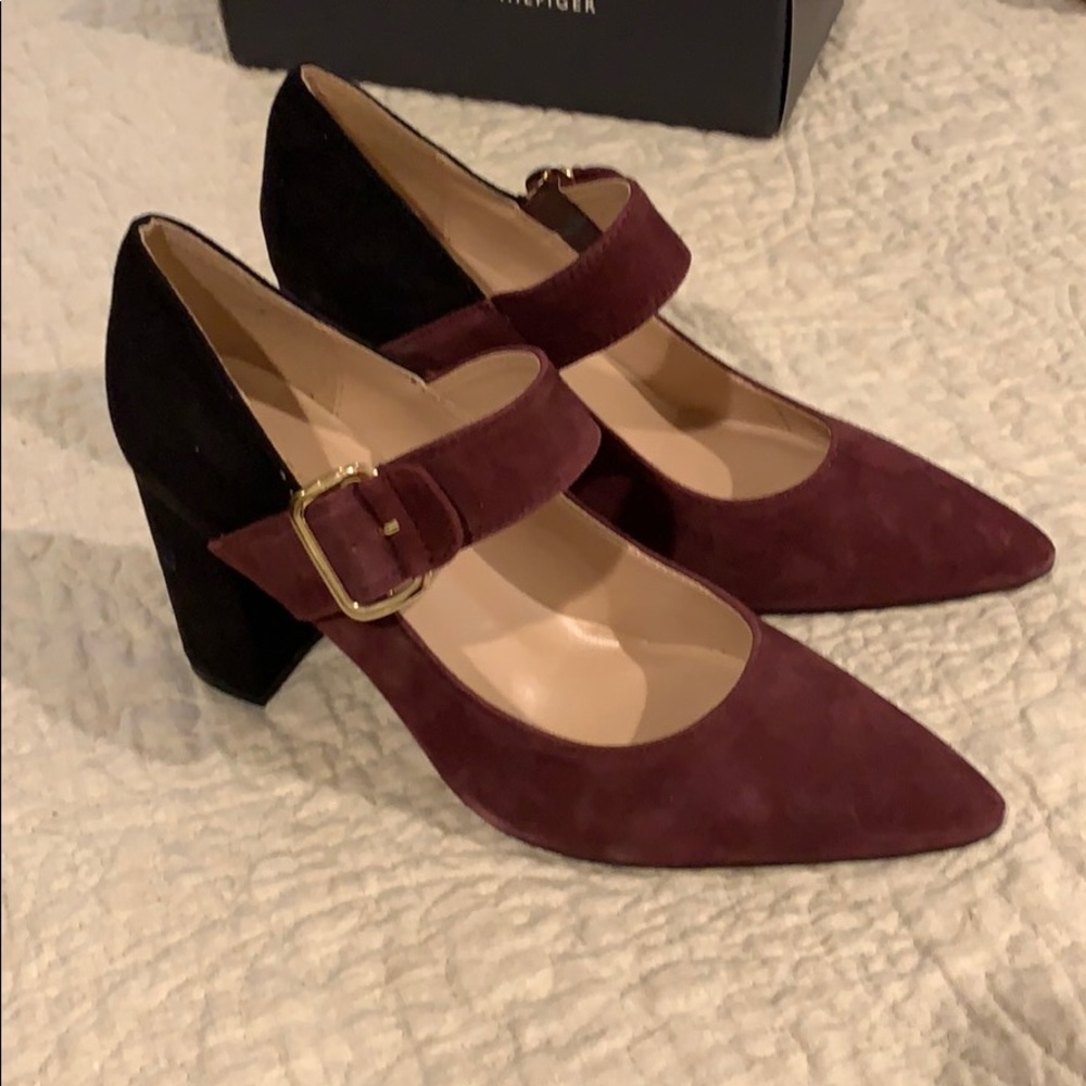 Tommy Hilfiger Burgundy and Black Heels